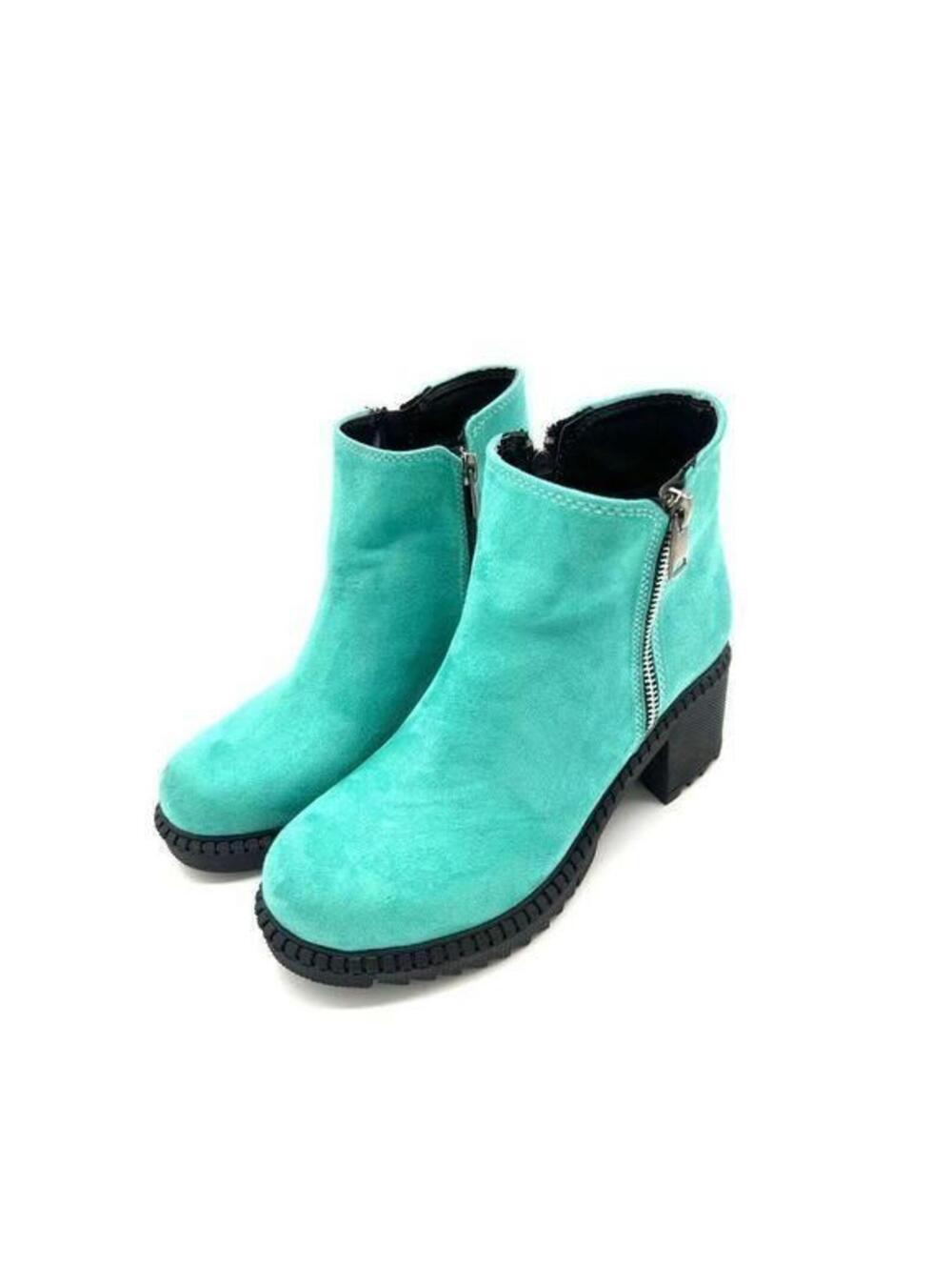 Bright Colored Faux Suede Platform Side Zipper Shoes, Green